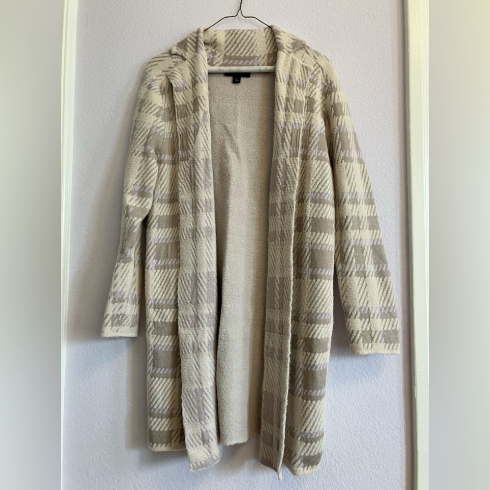 Ann Taylor Cream and Tan Chunky Knit Cardigan